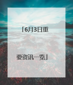 6月3日重要资讯一览